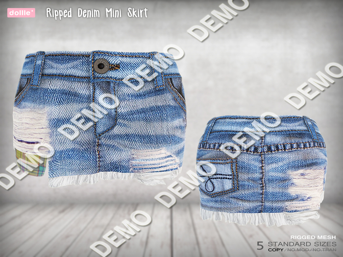 {dollle*} [DEMO] Ripped Denim Mini Skirt