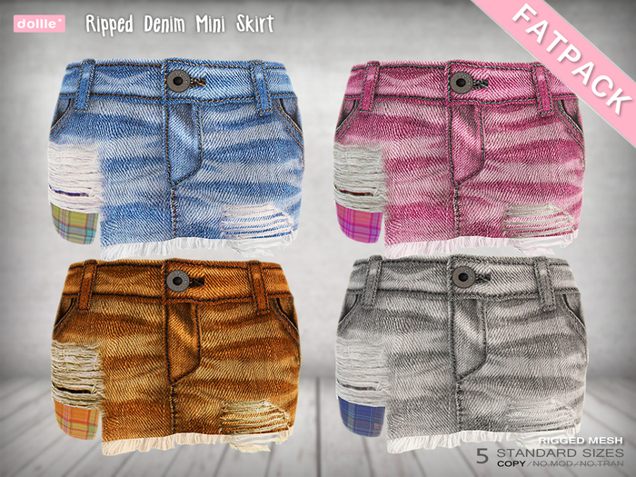 {dollle*} Ripped Denim Mini Skirt - Fat Pack