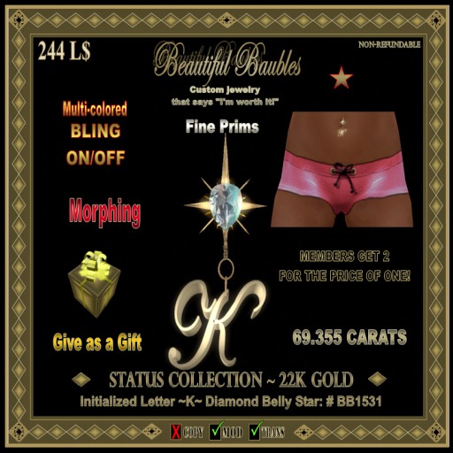 Initialized Diamond Belly Star ~K~ SILVER