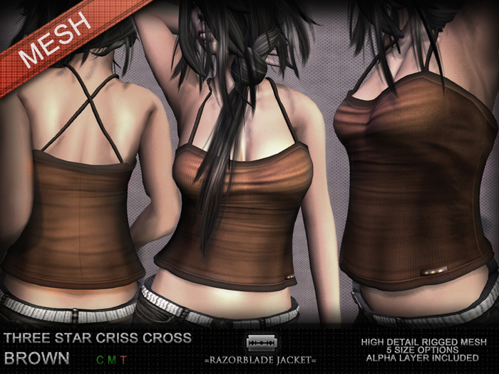 =Razorblade Jacket= Criss Cross Tank /// Brown