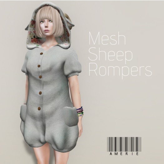 AMERIE - Mesh sheep rompers(Gray)