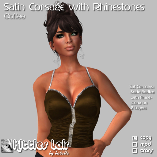 *KL* Corsage Top w Rhinestone - Coffee