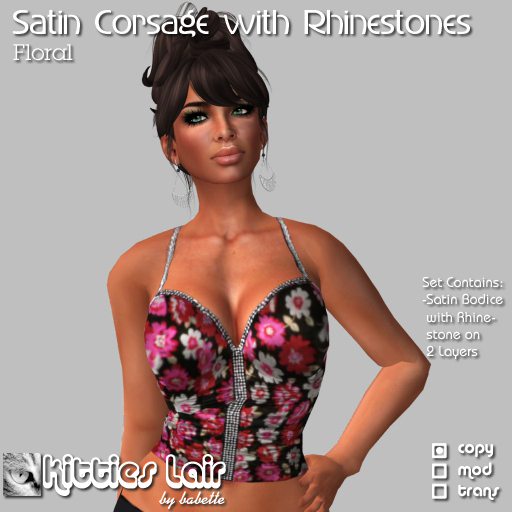 *KL* Corsage Top w Rhinestone - Floral