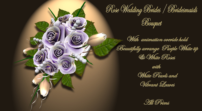 Bridesmaids white purple rose bouquet