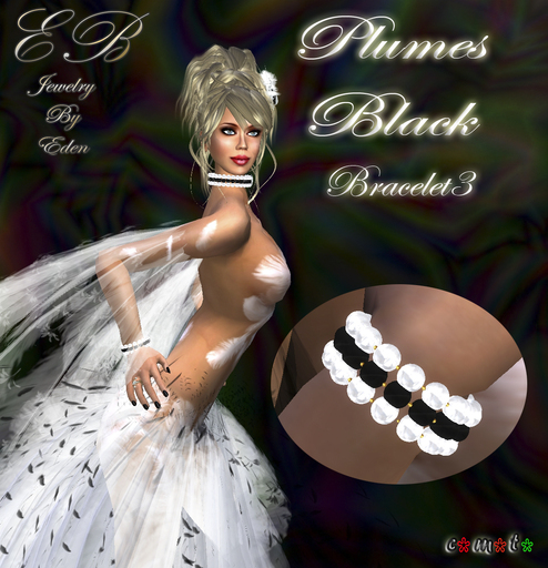 BRACELET 3 PLUME BLACK