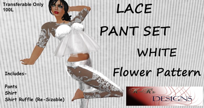 Lace Pant Set White