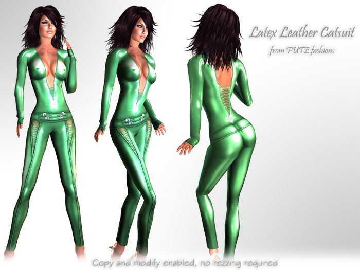 FUTE :: Leather latex catsuit (green)