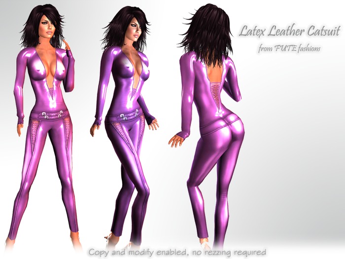 FUTE :: Leather latex catsuit (purple)