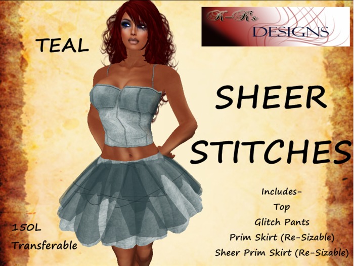Sheer Stitches Teal