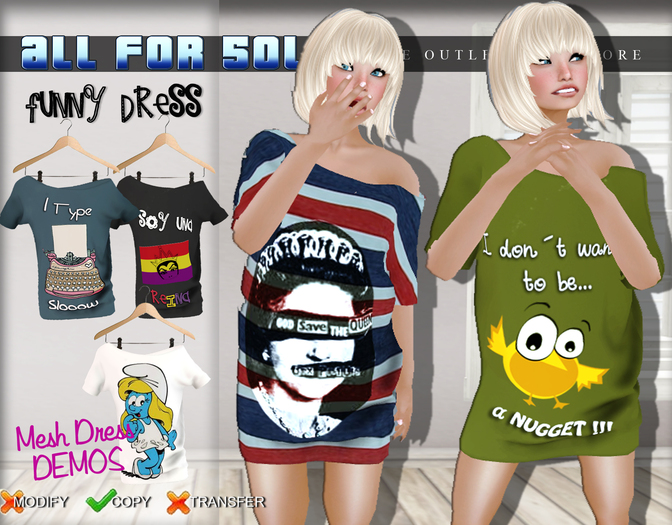Second Life Marketplace ALLFOR50 FUNNY DRESS MESH DEMOS