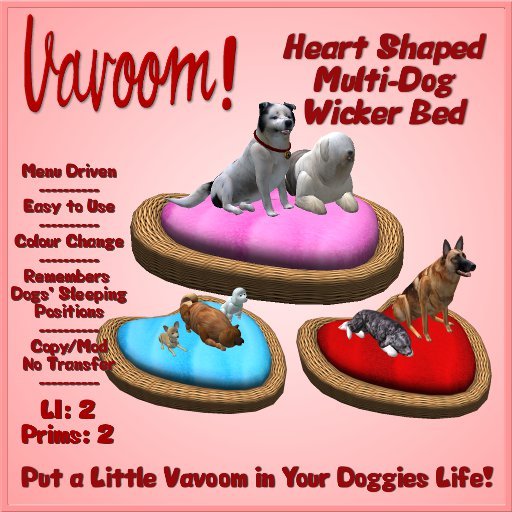 Heart-Shaped Wicker Multi-Pet Bed by Vavoom! Boxed - Supplies for Virtual Kennel Club (VKC®) Pets - No Training Required