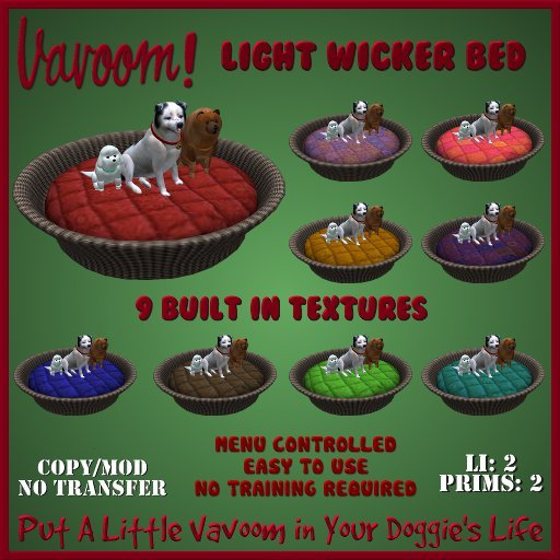 Round Wicker Bed [Light] by Vavoom! Boxed - Supplies for Virtual Kennel Club (VKC®) Pets - No Training Required
