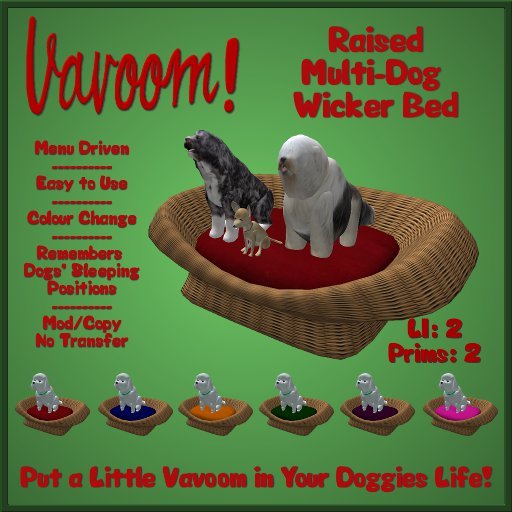 Raised Wicker Multi-Pet Bed by Vavoom! Boxed - Supplies for Virtual Kennel Club (VKC®) Pets - No Training Required