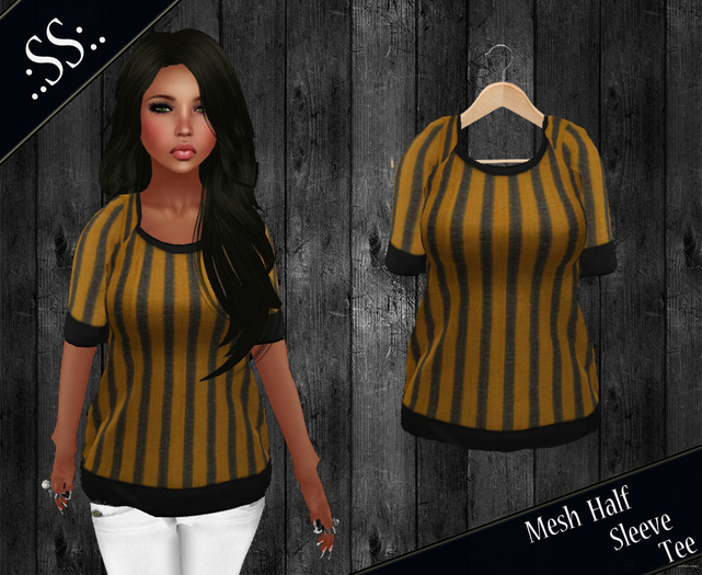.:SS:. MESH ORANGE STRIPE HALF SLEEVE TEE 