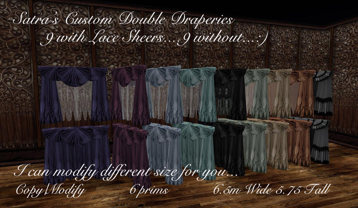 Satra's Custom Double Draperies w side Panels Lace