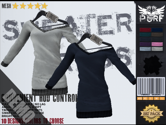 DEMO PURF - Ladies Off Shoulder Sweater Solid | Hud Control | 10 Designs/Colors to choose