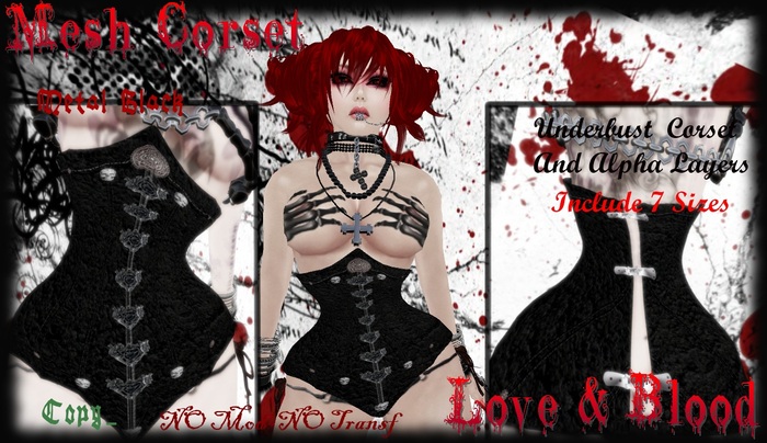 -{L&B}- Gothic metal Mesh Corset 7 Sizes