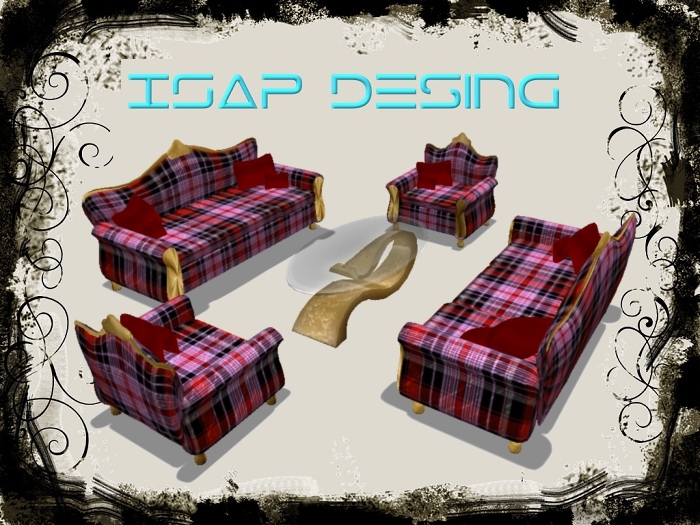 red pink squared barock Sofa