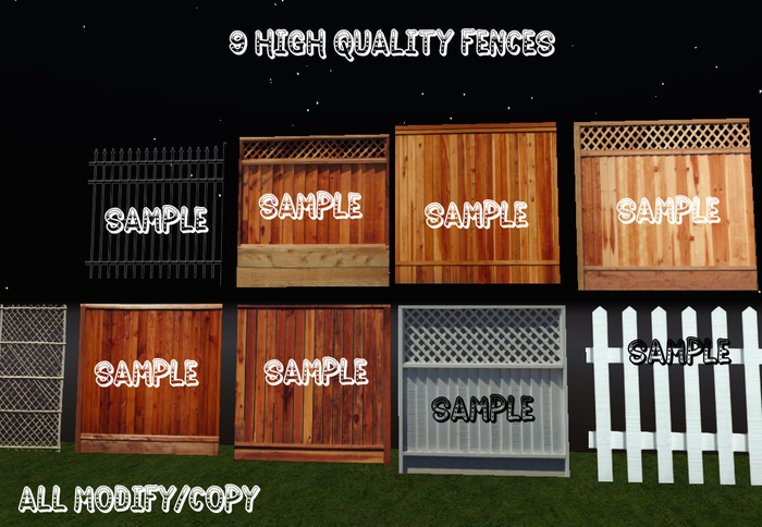 9 Different High Quality Seamless Fences