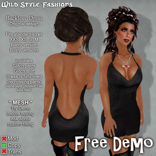 Backless Mesh Dress by Wild Style Fashions (DEMO)