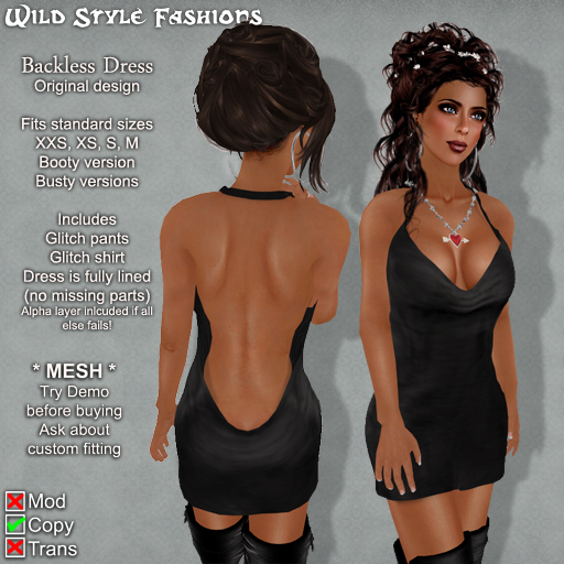 Black Backless Mesh Dress by Wild Style Fashions