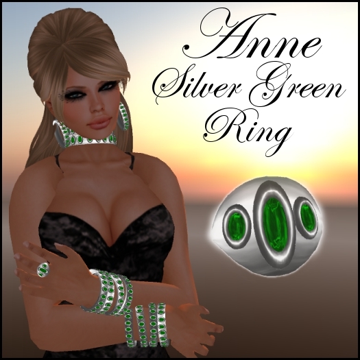 ANNE SILVER GREEN RING - PROMO