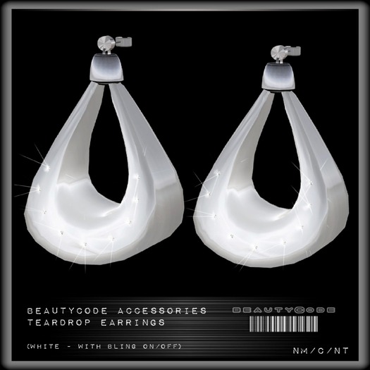 .:: BeautyCode ::. TearDrop Earrings - Shiny White