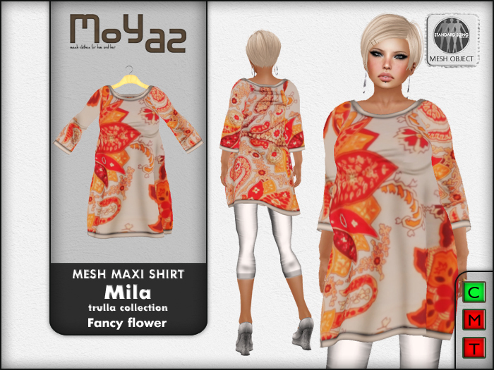 Mila Mesh Maxi Shirt ~ Trulla collection - Fancy flower