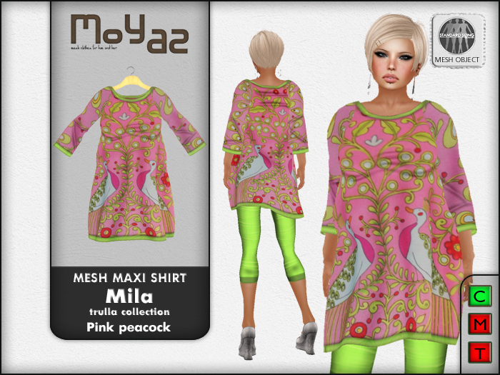 Mila Mesh Maxi Shirt ~ Trulla collection - pink peacock