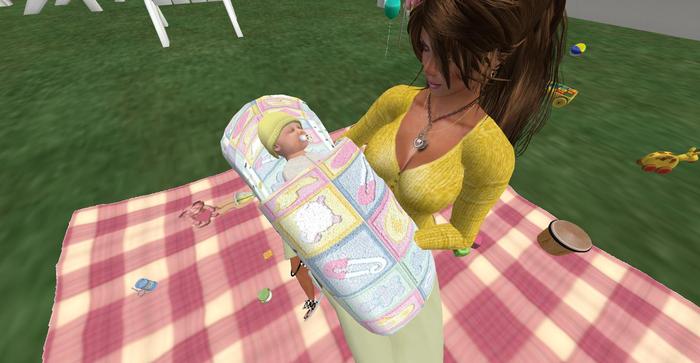 Baby sleeping bag - blue and pink