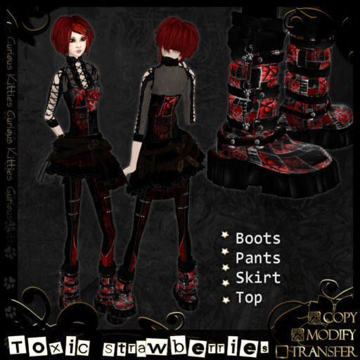 =^.^= Curious Kitties - Toxic Strawberries Complete Full Outfit Set