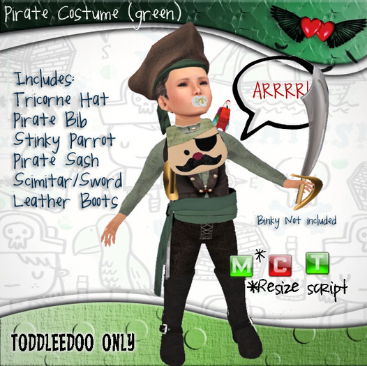 .:[AMAME]:. Kids Toddleedoo Pirate (green)