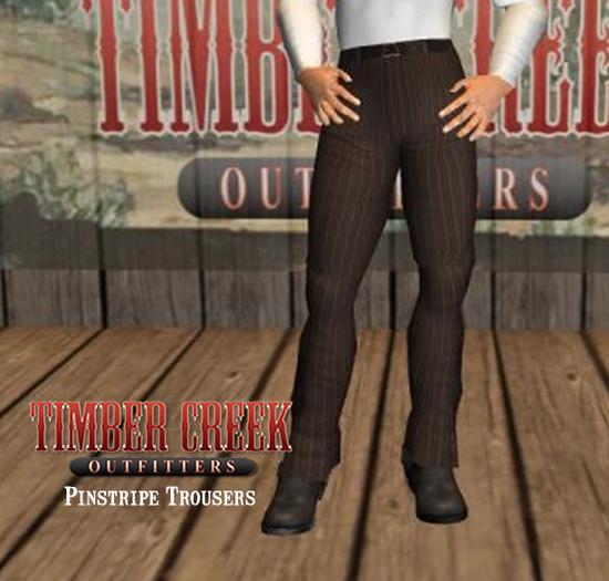 [Timber Creek] Trousers-Wide Pinstripe-Brown