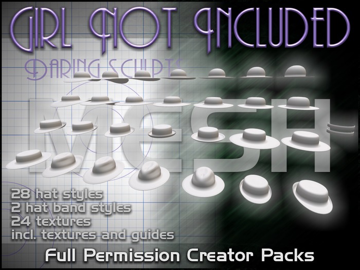Girl Not Included:  Mesh Hats pack 01