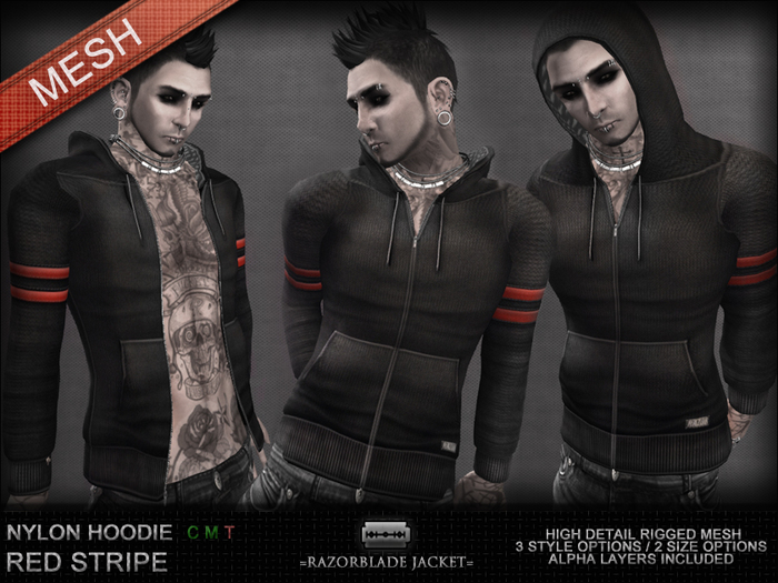 =Razorblade Jacket= Hoodie /// Red Stripe