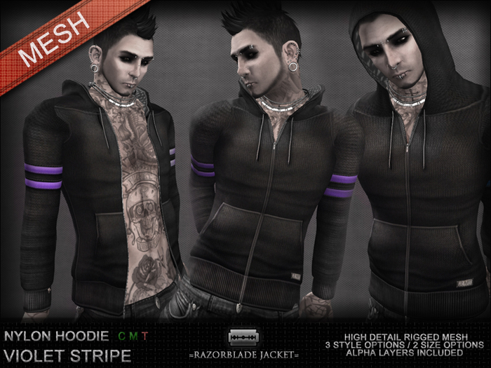 =Razorblade Jacket= Hoodie /// Violet Stripe 