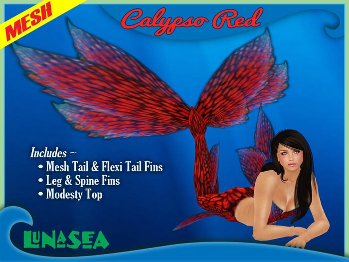 =LunaSea= Mermaid & Merman Tail - Calyspo Red