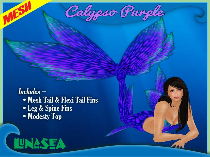 =LunaSea= Mermaid & Merman Tail - Calypso Purple