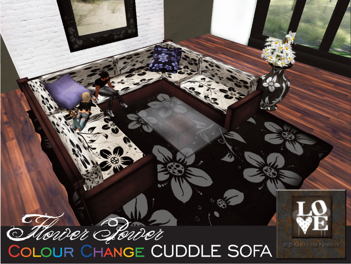 FLOWER POWER 5 Prim Color change menu driven Love and Cuddle Sofa and accessories