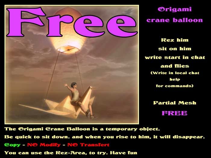 FREE Origami crane balloon