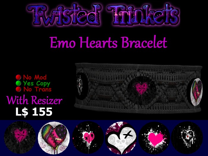 Braided Emo Hearts Bracelet