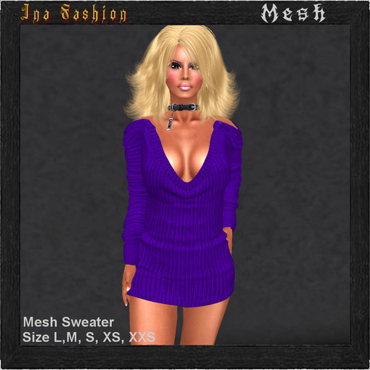 Ina Fashion - Mesh Woolen Sweater Purple