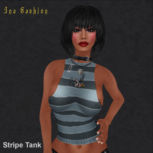 Ina Fashion - Stripe Tank GreyBlue