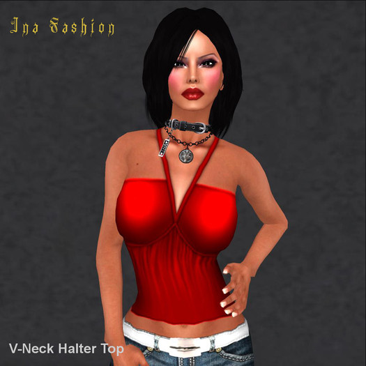Ina Fashion - V-Neck Halter Top Red