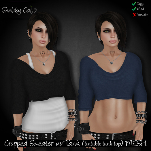 ~Shabby Cat Cropped Sweater w/Tank (gray)~