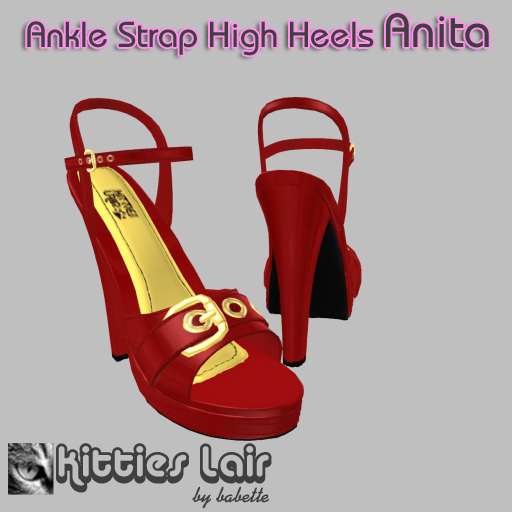 *KL* Sandals Anita Red/Gold Trim