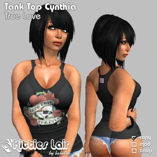 *KL* Tank Top Cynthia Black 'True Love'