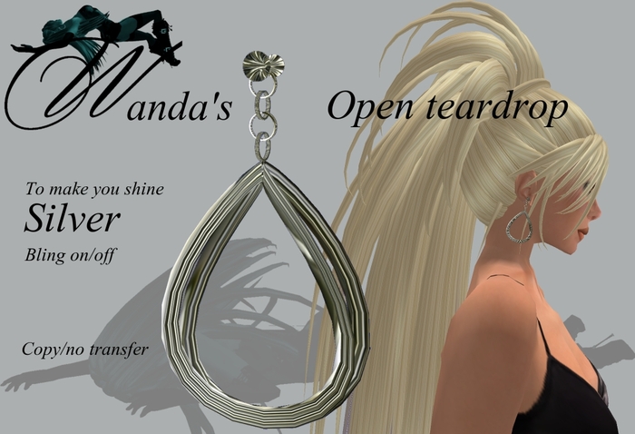 Wanda's Open Teardrop earrings - Silver * Bling on/off