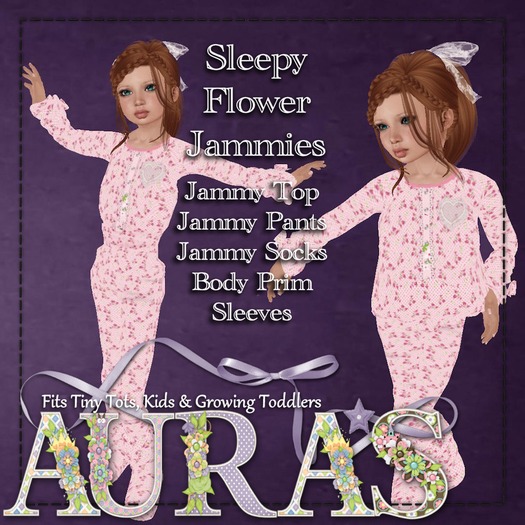 *Aura's* Sleepy Flower Jammies (PINK) for Kids & Tiny Tots 