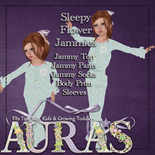 *Aura's* Sleepy Flower Jammies (Blue) for Kids & Tiny Tots 